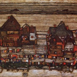 Houses with laundry lines and suburban